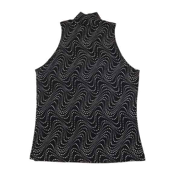 Vintage 90s Stephen & Casey Black White Abstract Dot Sleeveless Top M USA - Picture 3 of 6